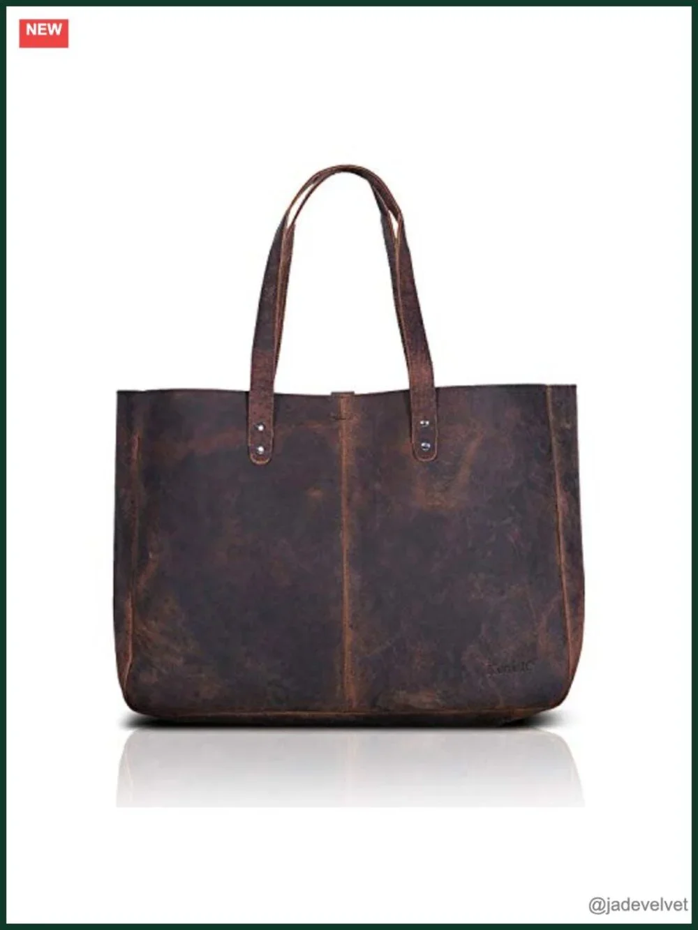 Vintage Leather Satchel Tote Bag - Distressed Top Grain Handbag - Multipurpose